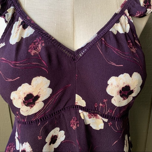 Leith Purple Foral Print Sleeveless Crop Top XL - Picture 2 of 9